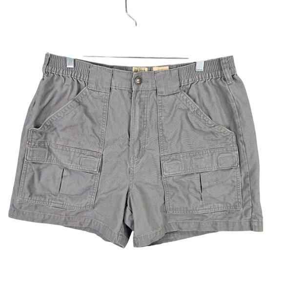 Mens Red Head Gray Cargo Shorts 100% Cotton Elastic Waist Utility Pockets 36 - Picture 1 of 9